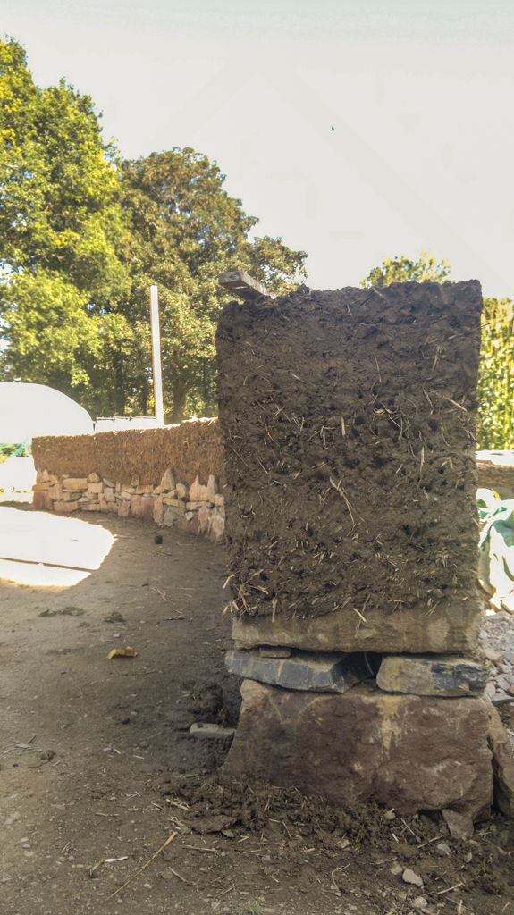 Cob wall land art sculpture based at LandWorks, Dartington Hall Estate.